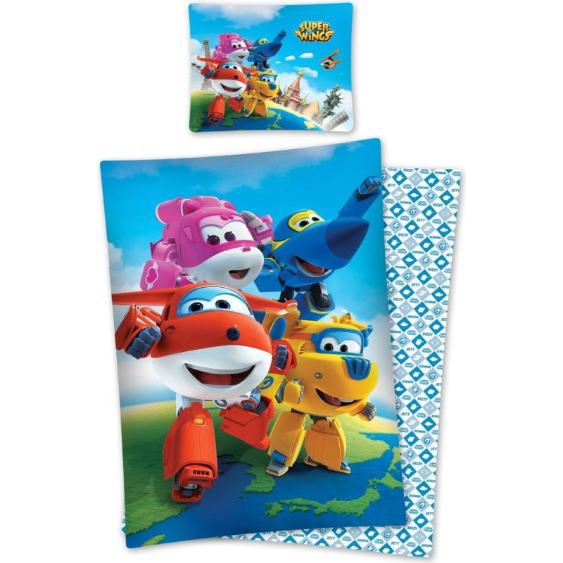 Kokvilnas gultas veļa 140x200 Super Wings SW01 Krāsainas plaknes 0406