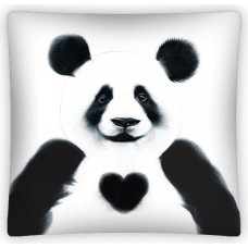 Bērnu spilvendrāna 40x40 3D balta melna Pandas lāča sirds PS 0012 8557