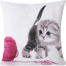 Dekoratīvā spilvendrāna 45x45 Sully kitty bumba no vilnas, balts amarants