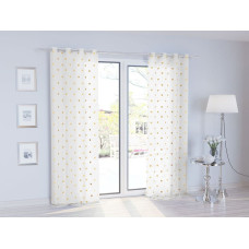 Gatavs aizkars ar cilpām 140x250 Sirsniņas, baltas, zelta sirsniņas