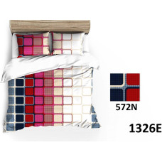 Kokvilnas gultas veļa 160x200 1326E rozā ģeometrijas kvadrāti 572N abpusēji