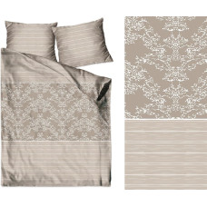 Kokvilnas gultasveļa 140x200 ar ziediem, bēša Cappucino