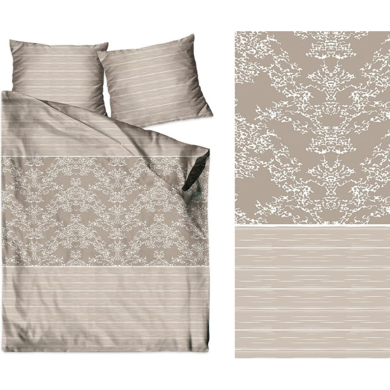 Kokvilnas gultasveļa 140x200 ar ziediem, bēša Cappucino