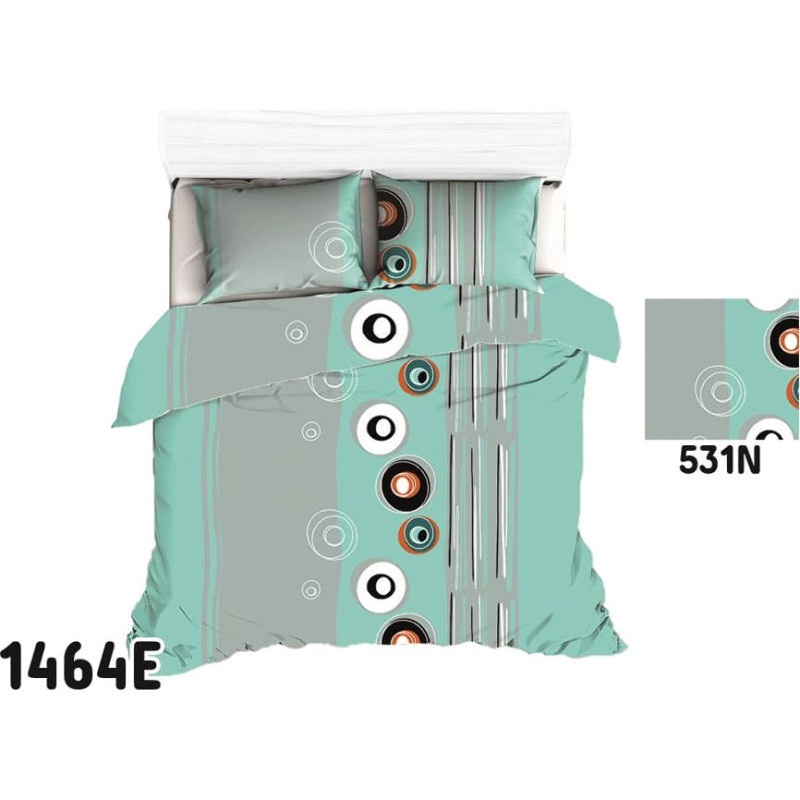 Kokvilnas gultas veļa 140x200 1464E zili pelēki ģeometrijas apļi 531N