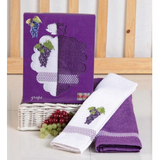 Frutta virtuves komplekts Purpura vīnogu ķekars, 1 dvielis, 1 lupatiņa ar aplikāciju, 50x70, 2 gab. T28015-C