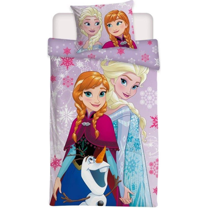 Kokvilnas gultasveļa 140x200 Frozen Frozen Elsa Ania un Olaf virši 7436