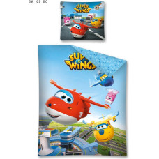 Kokvilnas gultas veļa 140x200 Airplanes 7474 Dżetek Lotek Frunia Mira Airplanes Robots Super Wings 05