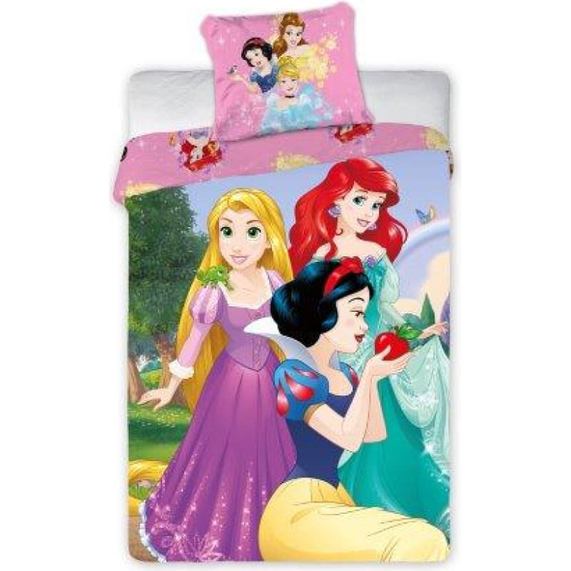 Kokvilnas gultas veļa 160x200 Princeses Princeses Sniegbaltīte Mazā nāriņa Rapunzel 0906