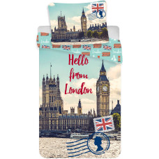 Kokvilnas gultas veļa 140x200 London 1065 Sveiki no Londonas Thames Big Ben spilvendrāna 70x90