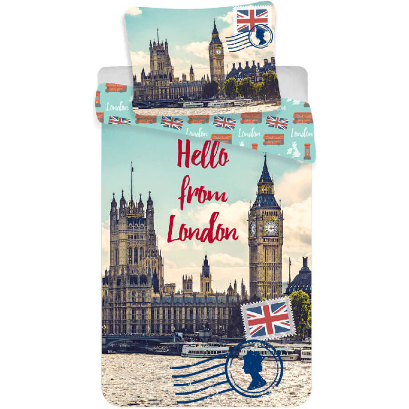 Kokvilnas gultas veļa 140x200 London 1065 Sveiki no Londonas Thames Big Ben spilvendrāna 70x90