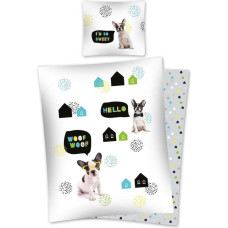 Kokvilnas pakaiši 160x200 Suņi un mājas 6620 ar brillēm 2660 abpusēji