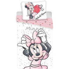 Kokvilnas gultas veļa 140x200 Mini Mouse 6060 Minnie Mouse balta spilvendrāna 70x90