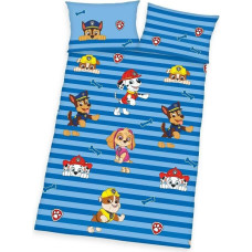 Kokvilnas gultas veļa 100x135 Paw Patrol Paw 0378 zilas svītras gultai