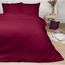 Satīna gultas veļa 140x200, bordo, vienkrāsainas svītras, Cizgili, damasts