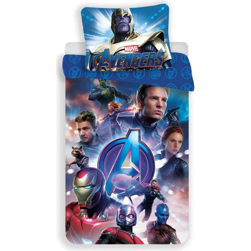 Kokvilnas gultas veļa 140x200 Avengers 0968 Endgame Captain America Iron Man Endgame spilvendrāna 70x90