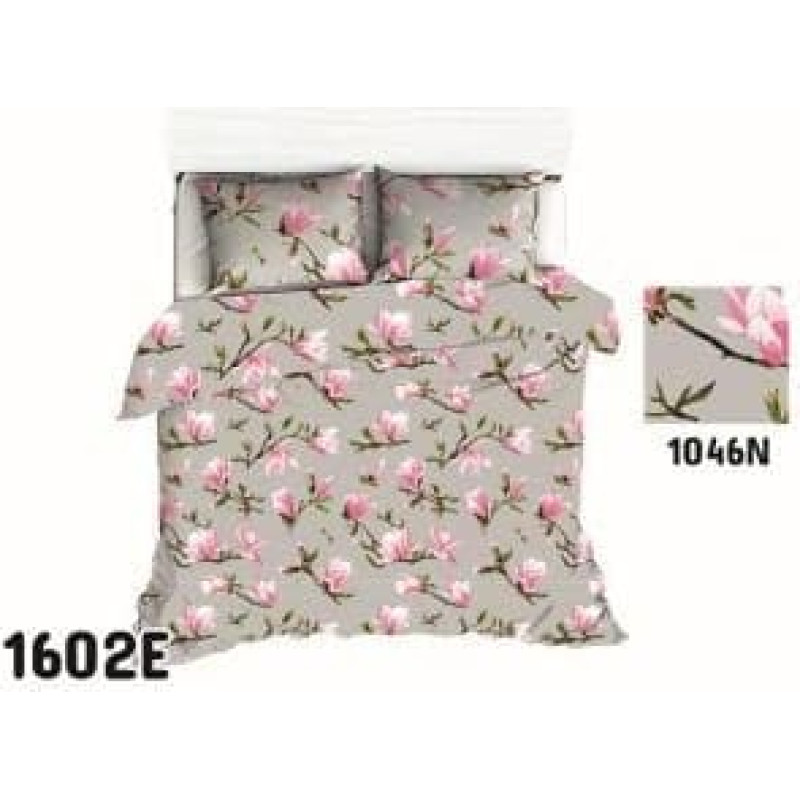 Kokvilnas gultas veļa 140x200 1602E pelēka magnolija 1046N