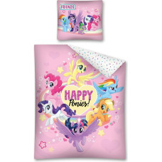 Kokvilnas gultasveļa 140x200 Ponies My Little 7220 Happy Ponies dzeltenā sirds