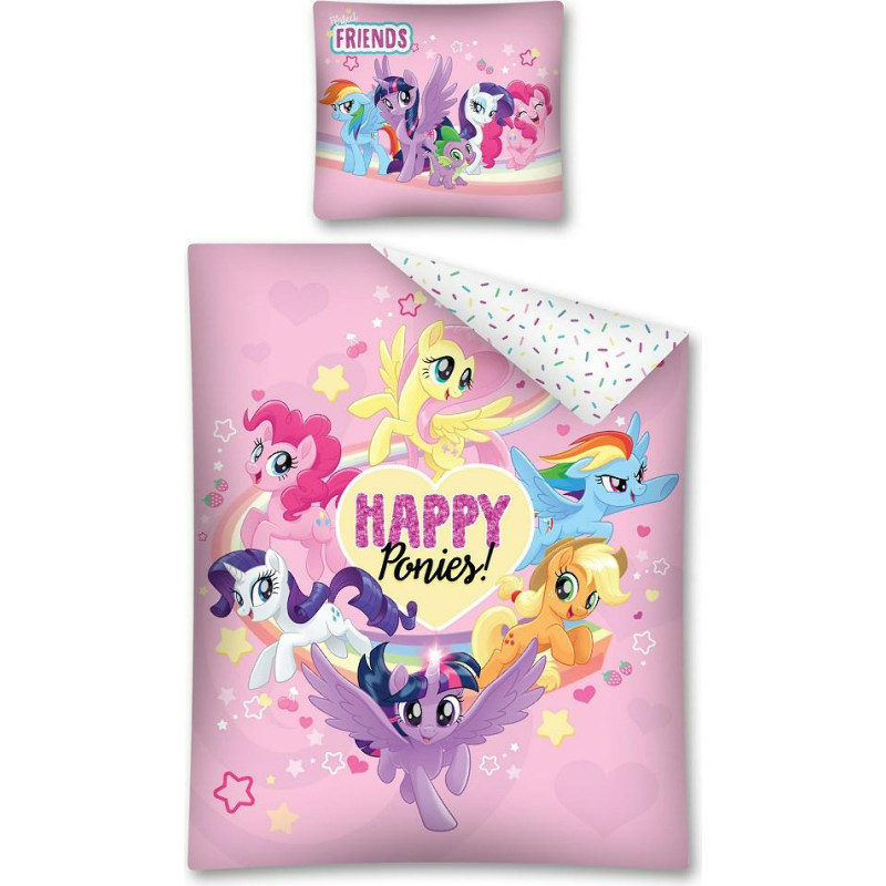 Kokvilnas gultasveļa 140x200 Ponies My Little 7220 Happy Ponies dzeltenā sirds