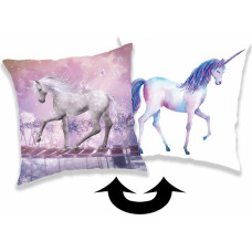 Dekoratīvā spilvendrāna 40x40 3D zirgs Unicorn 01 ponijs 7609 Vienradzis maģiski krāsu mainoši fliteļi