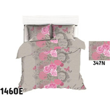 Mizas spilvendrāna 70x80 347N pelēki ziedi rozā uzraksti 1460E stiprināms ar pogām