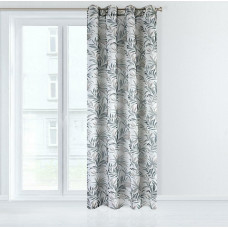 Gatavs aizkars ar starplikām 140x250 Nancy balti brūnas lapas