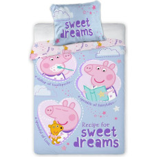 Kokvilnas gultas veļa 100x135 Peppa Pig sweet dreams zila violeta 2594 spilvendrāna 40x60