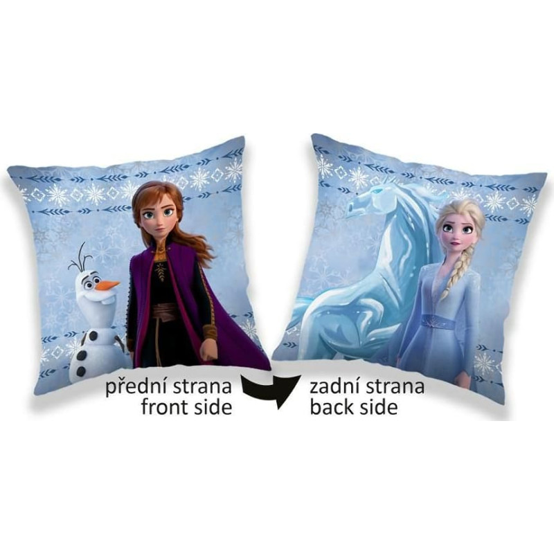 Bērnu spilvendrāna 40x40 3D Frozen 0746 Frozen Anna Elsa Olaf zila