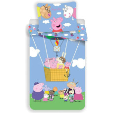 Kokvilnas gultas veļa 140x200 Peppa Pig ģimenes balons 0247 zils spilvendrāna 70x90