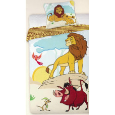 Kokvilnas gultas veļa 140x200 The Lion King 5502 Mufasa Simba Timon Pumba