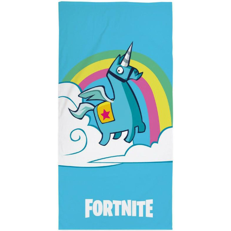 Kokvilnas dvielis 70x140 Fortnite lama 4110 vienradzis zila varavīksne