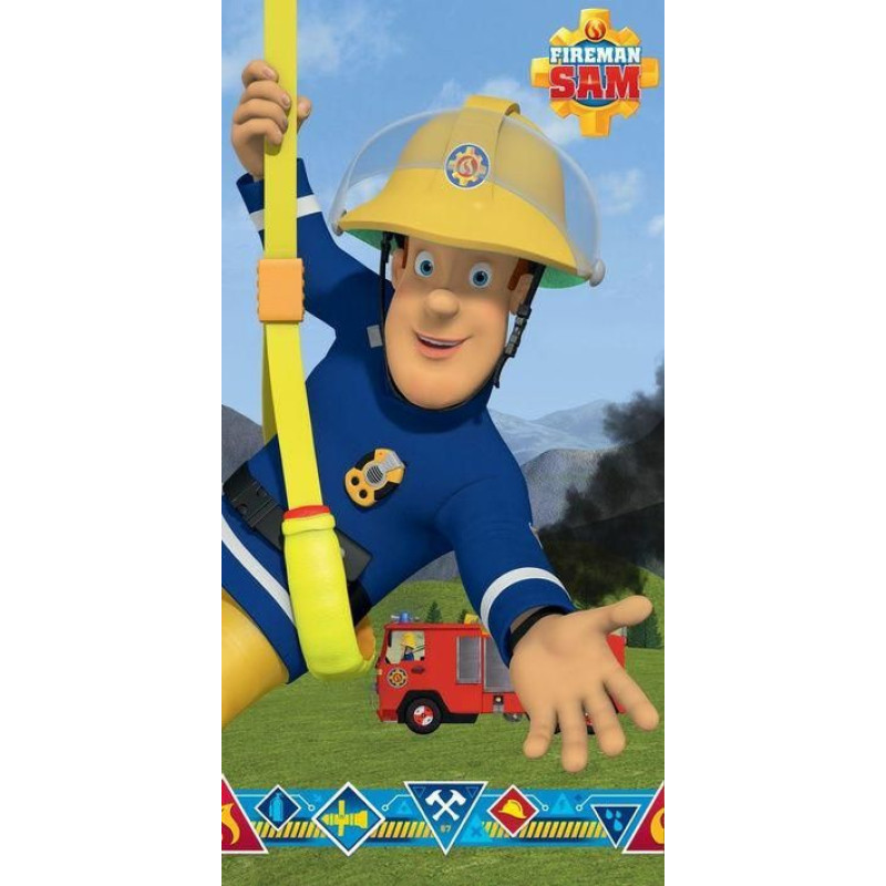 Pludmales dvielis 70x140 Fireman Sam 2917 Fire brigade zils Fireman Sam bērniem