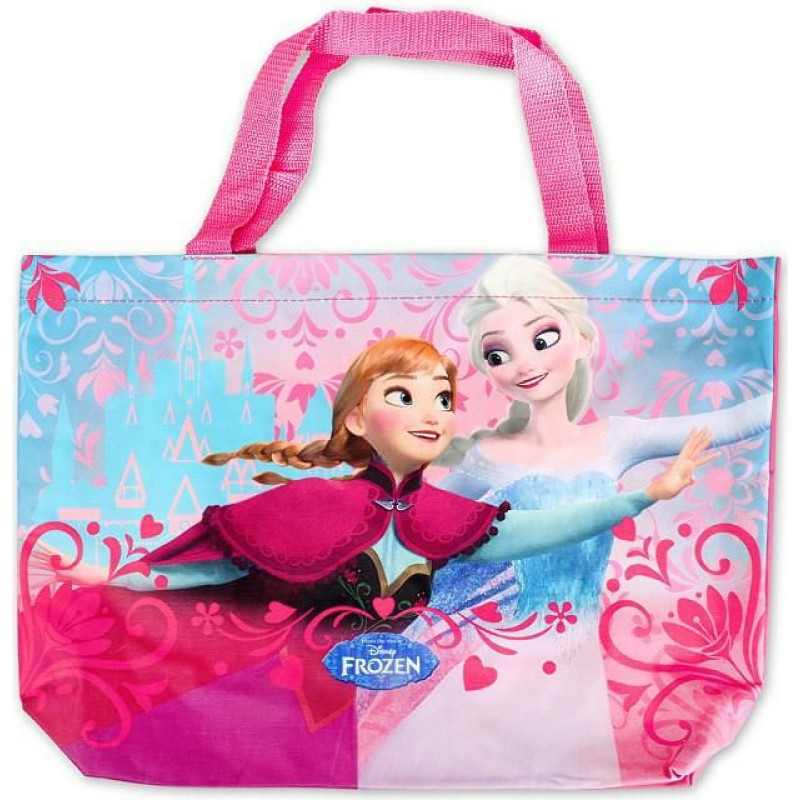 Pludmales iepirkumu soma Frozen Frozen Anna Elsa rozā zila 40x27x11 meitenēm 0605