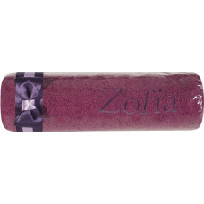 Dvielis ar izšuvumu 50x90 Zofia violeta viršu bantīte vārda dienas dāvanai