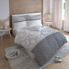 Satīna gultas veļa 160x200 Ornamenta austrumu pelēka balta 3081 B