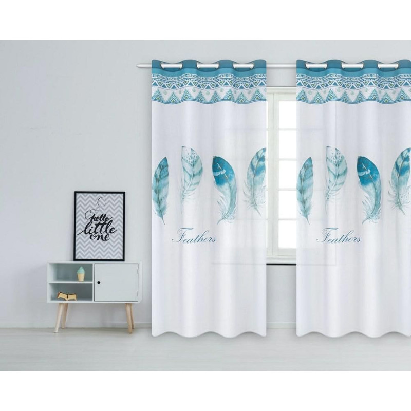 Gatavs aizkars Spalvas 140x250 spalvas baltas zilas ar starplikām Spalvas jaunības