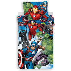 Kokvilnas gultas veļa 140x200 Avengers Captain America Iron Man Hulk Bruce Banner Thor Black Panther 3075 spilvendrāna 70x90