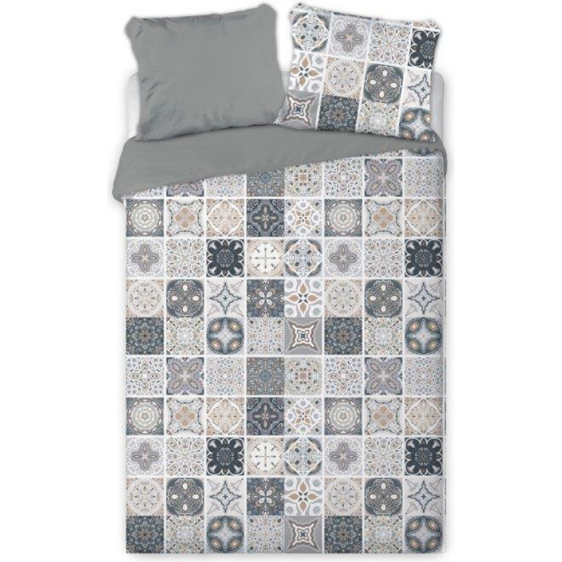 Kokvilnas gultas veļa 160x200 Patchwork ornamenti oreintal pelēks Etnic 005 6097