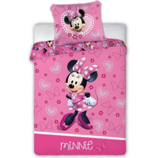 Kokvilnas gultas veļa 100x135 Mini Minnie Mouse rozā sirsniņas tauriņi gultai 6653 spilvendrāna 40x60