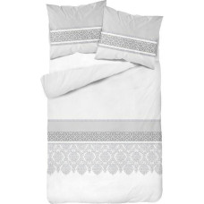 Satīna gultas veļa 160x200 Glamour austrumu ornamenti balts pelēks sudrabs 2608 B Fashion Satin