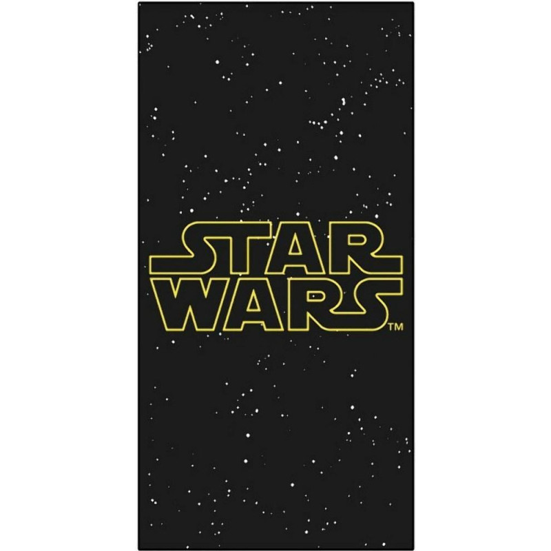 Pludmales dvielis 70x140 Star Wars Star Wars uzraksts logo melns dzeltens bērnu 0478 jaunieši