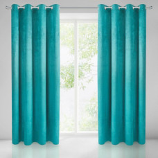 Gatavs aizkars ar cilpām 140x250 Sāra, tirkīza samts