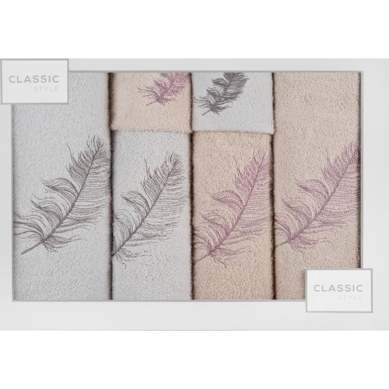 Dvieļu komplekts kastītē, 6gb Nadia sudraba pūderspalvas 380g/m2