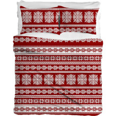 Flaneļa gultasveļa 220x200 F-85A Snowflakes Ziemassvētku bordo balta