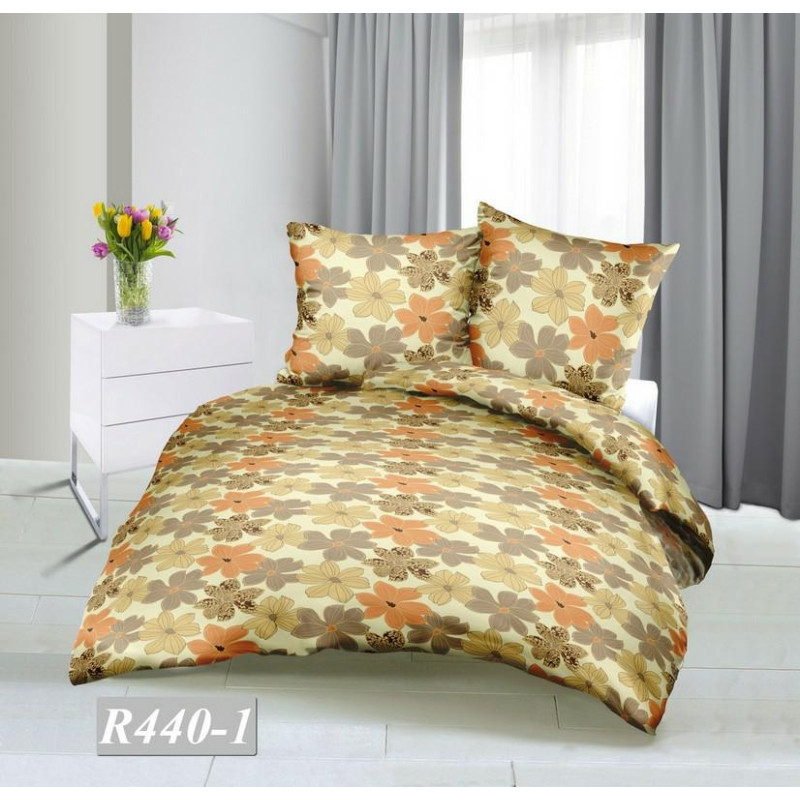 Mizas pakaiši 140x200 R440/1 ziedi, bēšs, stiprināms ar pogām, 100% kokvilna