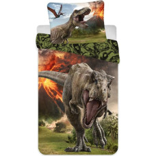 Kokvilnas gultas veļa 140x200 Jurassic Park dinozauru vulkāns 6762 Jurassic Park spilvendrāna 70x90
