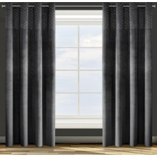 Aizkars 140x250 Suzi melns sudraba velūrs gatavs ar cilpām Eurocurtains