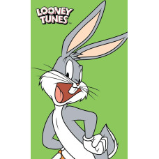 Bērnudārza dvielis 30x50 Looney Tunes Bugs Bunny 7693 zaļš pelēks bērnu kokvilnas zaķis rokām