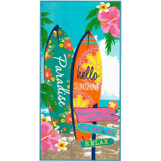 Pludmales dvielis 86x170 XXL Monica 03 Relax Surfboards brīvdienas mikrošķiedra 270g/m2 peldēšanās