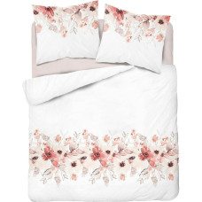 Flaneļa gultasveļa 220x200 3372 B krāsota Ziedi balta aprikoze Flaneļa Sākums 1