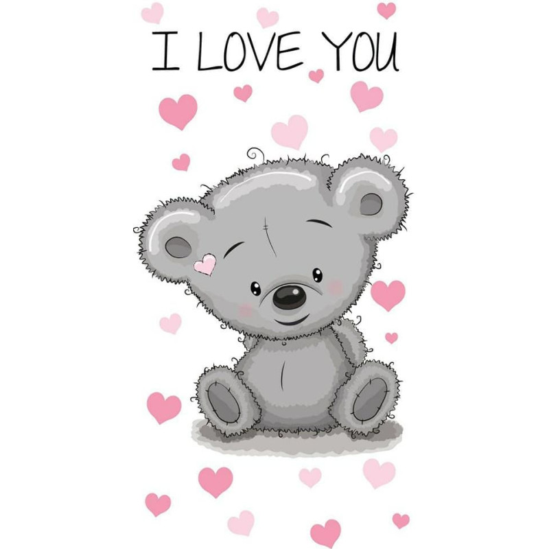 Bērnu kokvilnas pludmales dvielis 70x140 Teddy Bear 6144 baltas pelēkas sirsniņas